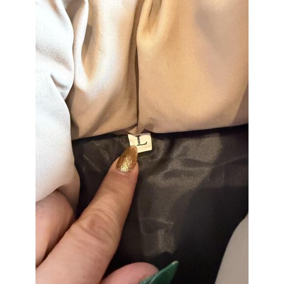 Shein Jacket Womens Large Beige Puffer Coat Zip Front Quilted Cropped Hem Warm - Picture 3 of 9